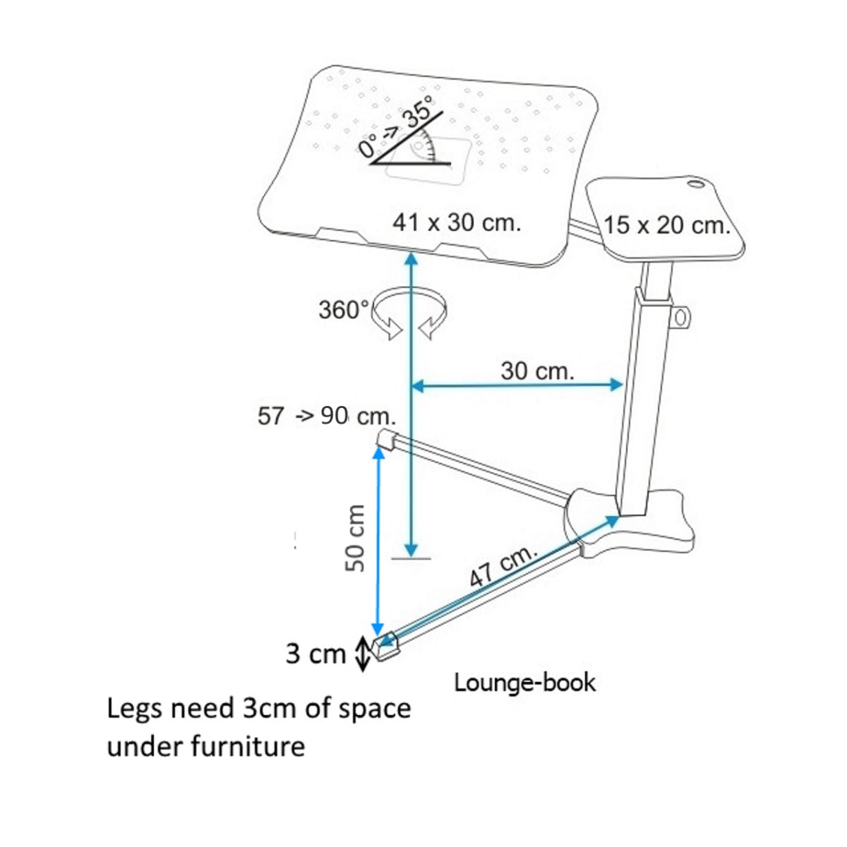 Misure supporto per laptop loungeBook